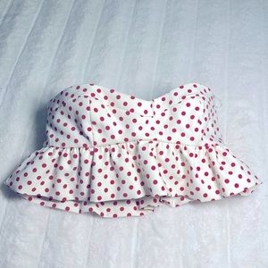 Brand new Zara sweetheart polka dot ruffle tube top